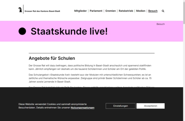 Grosser Rat des Kantons Basel-Stadt: Staatskunde live!